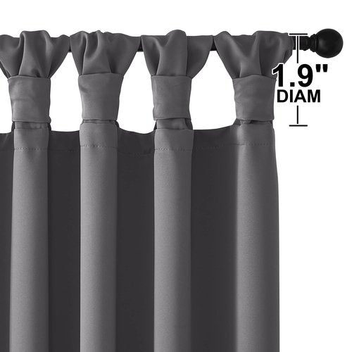 NICETOWN Twisted Tab Top Blackout Curtains Panels for Bedroom, Modern Home Decoration Noise Reducing Thermal Insulated Blackout Window Drapes 84 inches Long for Patio (2 Panels, 52 inches Wide, Gray)