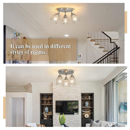 ABEAJAT Kitchen Light Fixtures - 3-Lights Multi-Directional Ceiling Lamp with E26 Base, Adjustable Flush Mount for Farmhouse Kitchen, Hallway, Dining Room, Entryway