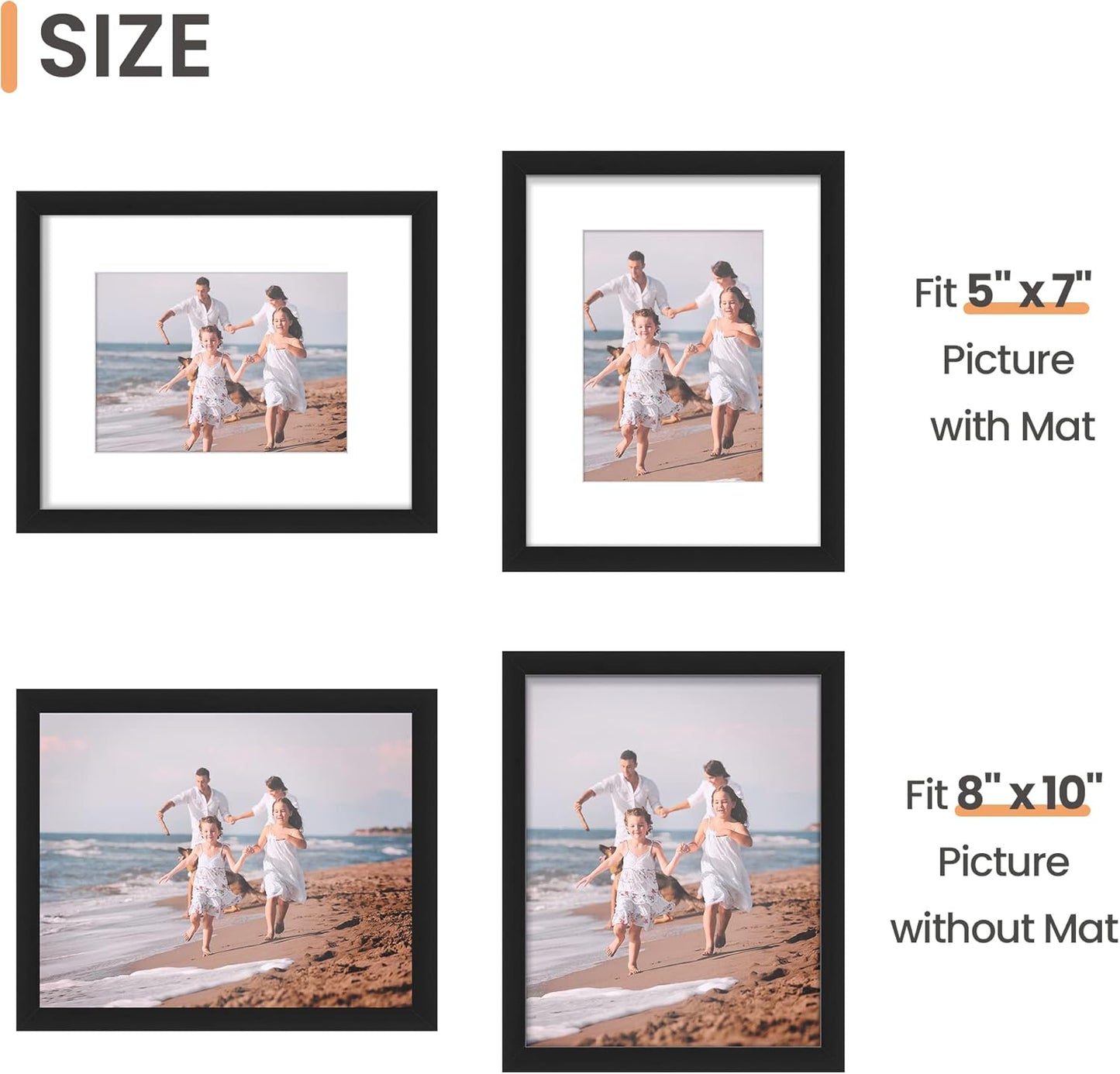 Upsimples 8x10 Picture Frame Set - Classic & Vintage Styles for Wall Display | 5 Pack