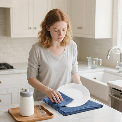 Homaxy Premium Kitchen Towels - Ultra Absorbent 100% Cotton Hand Towels | 18"x28", Navy Blue, 8 Pack