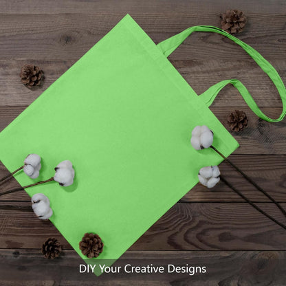 TOPDesign 12-Pack Baby Green Cotton Tote Bags - Lightweight Reusable Grocery Bags for DIY & Promotions