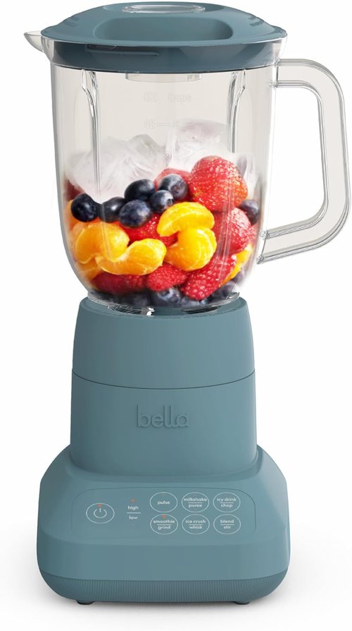 Bella 10-Speed Blender - Versatile Juicer & Smoothie Maker | 48oz Dishwasher Safe Pitcher, Stainless Steel Blade, Surf Color