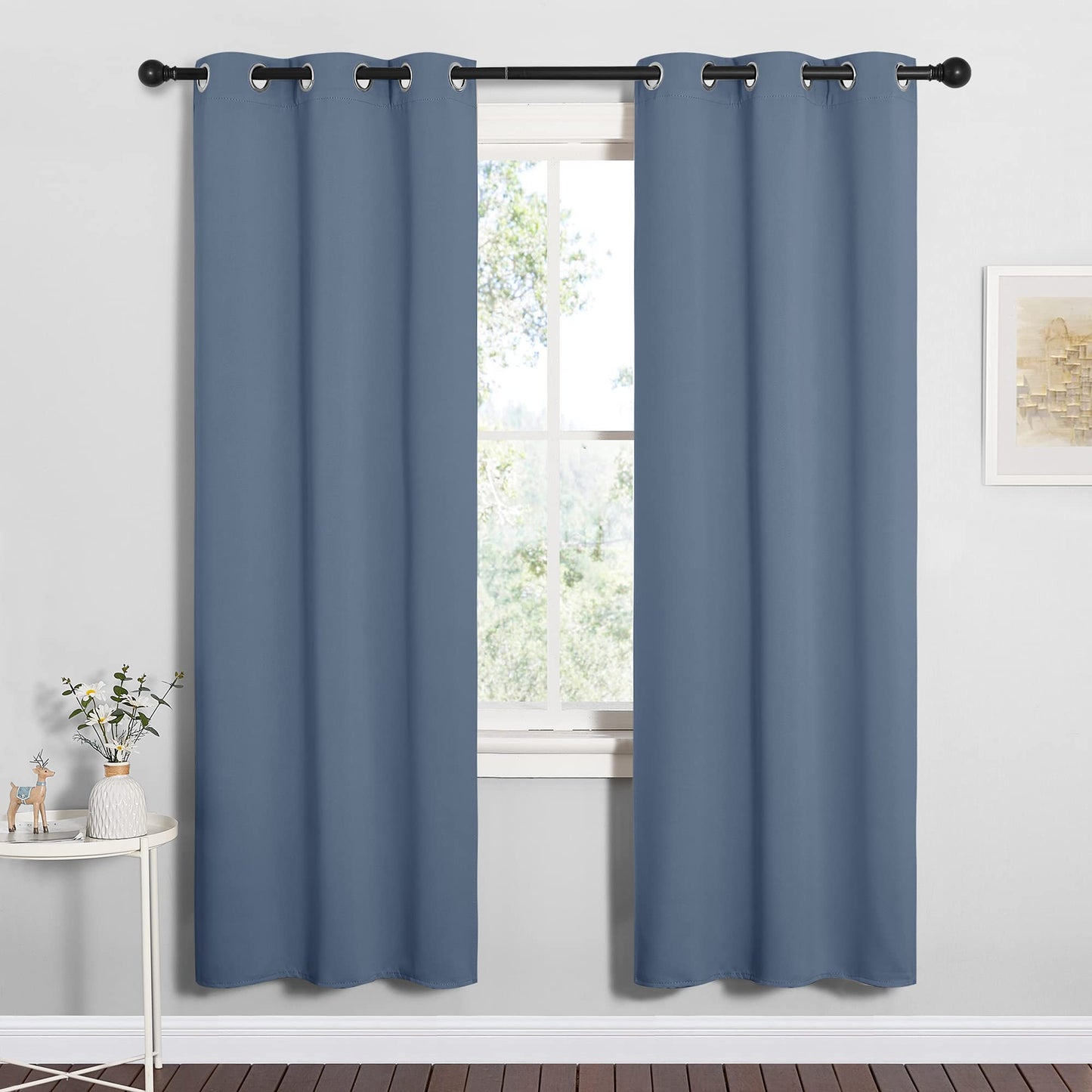 NICETOWN Blackout Curtains for Bedroom, Home Decoration Thermal Insulated Noise Reducing Curtains & Drapes for Boys Room, Privacy Panels (Stone Blue, 34" Wide by 72" Long)