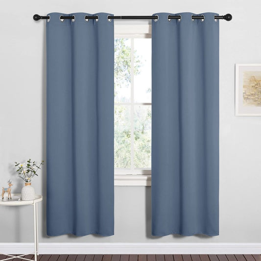 NICETOWN Blackout Curtains for Bedroom, Home Decoration Thermal Insulated Noise Reducing Curtains & Drapes for Boys Room, Privacy Panels (Stone Blue, 34" Wide by 72" Long)