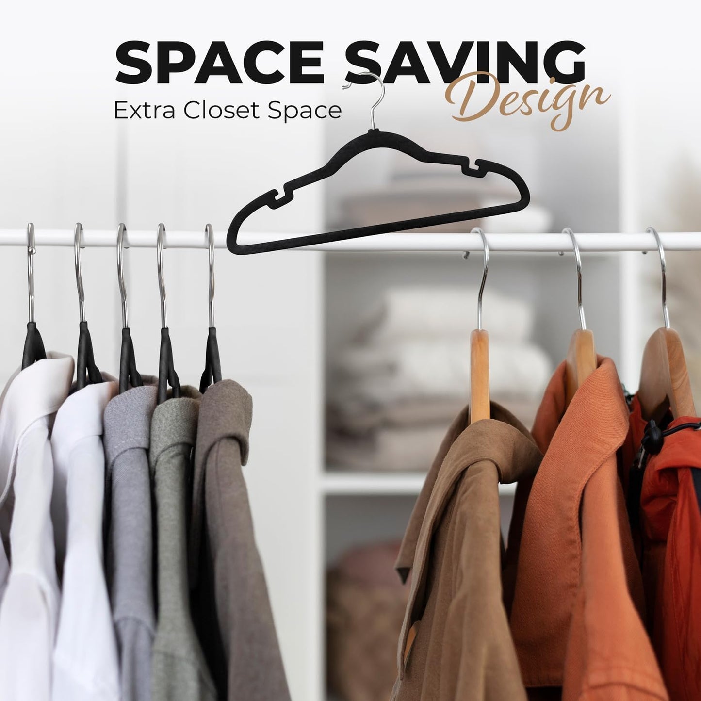Modern Space Velvet Hangers - 200 Pack Slim Space-Saving Design for Shirts, Pants, Dresses & More
