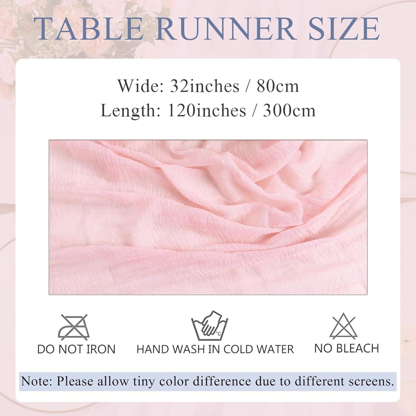 Blushing Pink Cheesecloth Table Runner - 10ft Rustic Gauze for Weddings & Baby Showers | 32x120 Inches