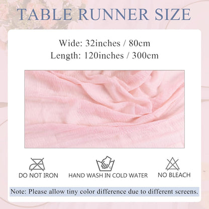 Blushing Pink Cheesecloth Table Runner - 10ft Rustic Gauze for Weddings & Baby Showers | 32x120 Inches
