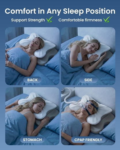 Skiennix Cervical Pillow - Ergonomic Memory Foam Contour Design for Neck Pain Relief | 4-Height Adjustable