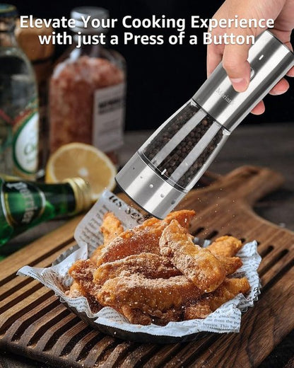 Electric Salt and Pepper Grinder Set, Large Capacity 5.3oz Salt and Pepper Grinder Set with Adjustable Coarseness, Rechargeable Stainless Steel Electric Pepper Grinder with Elegant Storage Base