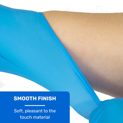 Well Before Vinyl Exam Gloves - Powder-Free, Latex-Free, Disposable Gloves for Medical, Food Prep, Cleaning and more - Medium Blue (Pack of 100)