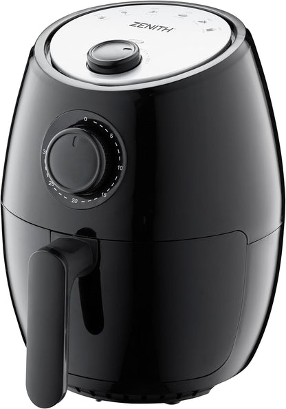Zenith AirMax Compact Air Fryer - Healthy Cooking with Adjustable Temperature Control, 2.1 Qt, Black