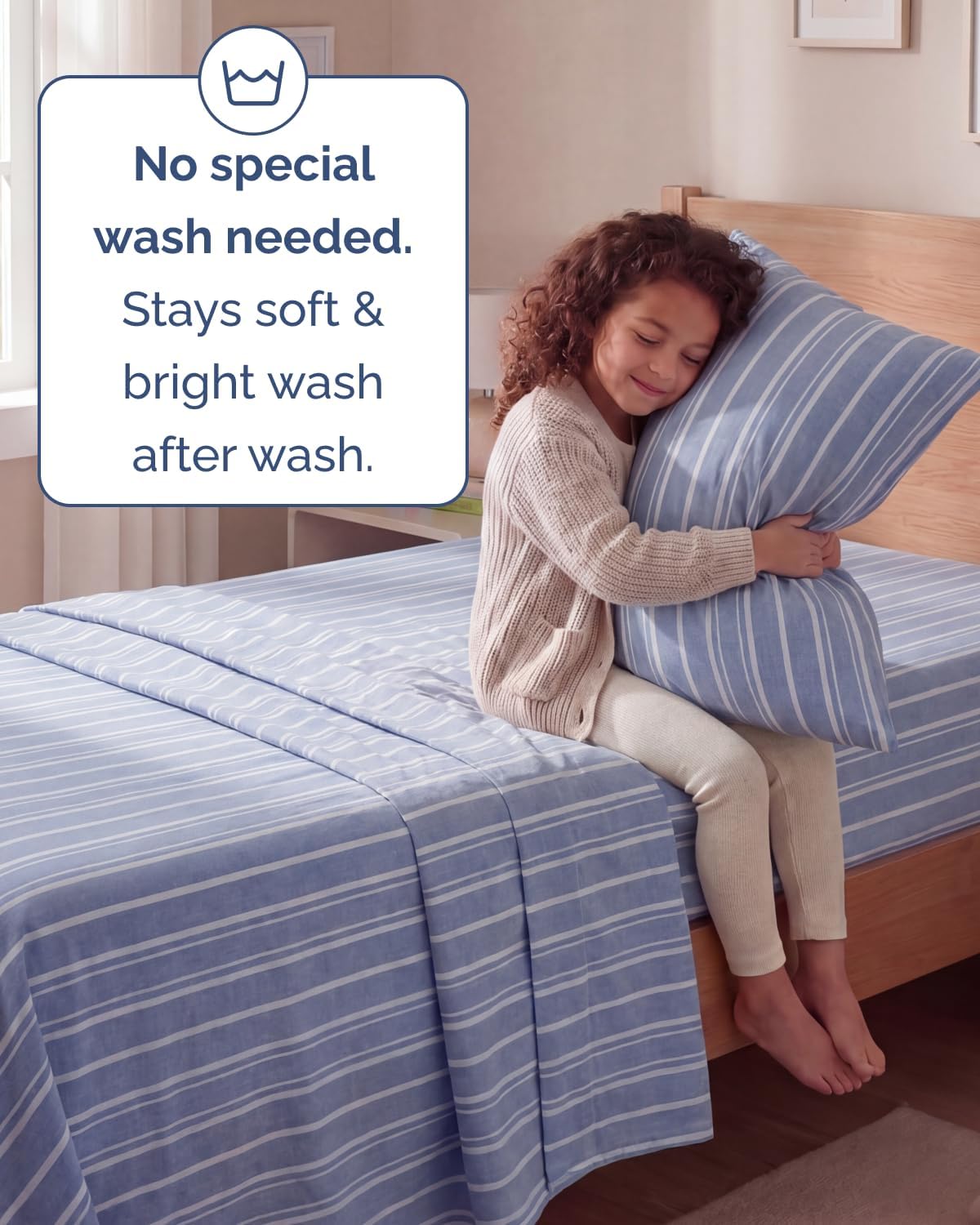 Skiennix Twin Size Sheet Set - Comfy Cooling Bed Sheets with Deep Pockets - Luxury Oeko-Tex Blue Stripes