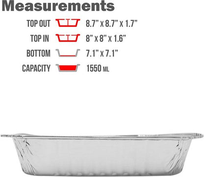 Heavy Duty Aluminum Foil Cake Pans by [Brand Name] - 25 Pack | 8” x 8” Disposable Baking Tins for Roasting & Cooking
