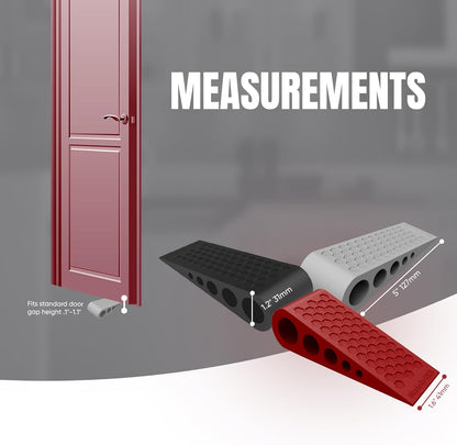 Skiennix Door Stoppers - Heavy Duty Rubber Wedge for Carpet & Tile | Made in USA, Gray 2-Pack