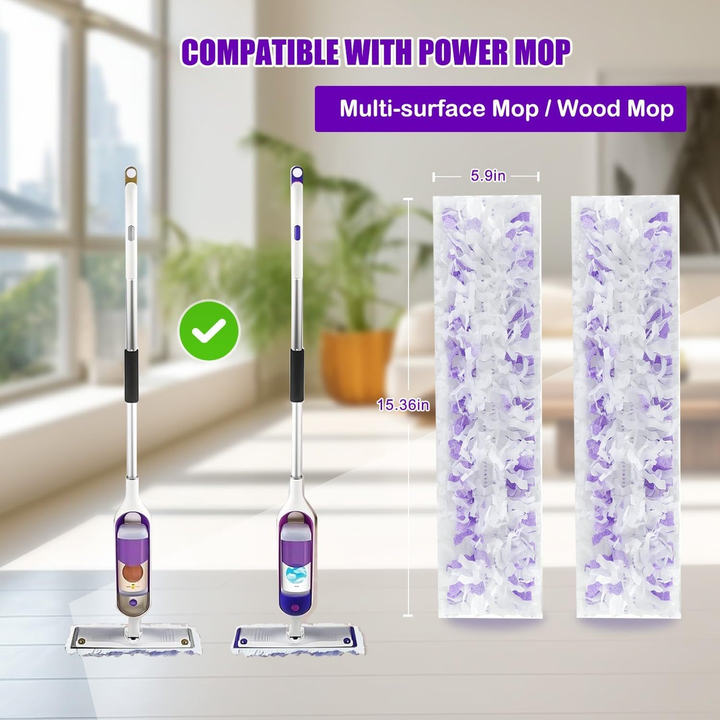 Power Mop Pads - Multi-Surface Refills for Swiffer Power Mop | 20 Disposable Pads Included