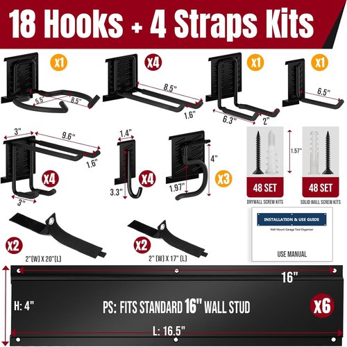 99 Garage Tool Organizer - Heavy Duty Wall Mount Storage Rack for Tools | 28 Pack, 1000 lbs Capacity