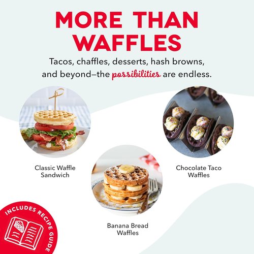 Dash Mini Waffle Maker - Compact Electric Iron for Creative Treats - Nonstick & Easy to Clean - Red