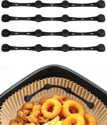Air Fryer Magnets | 4Pcs Non-Segmented Silicone Buckle Accessories for Safe Parchment Paper Use