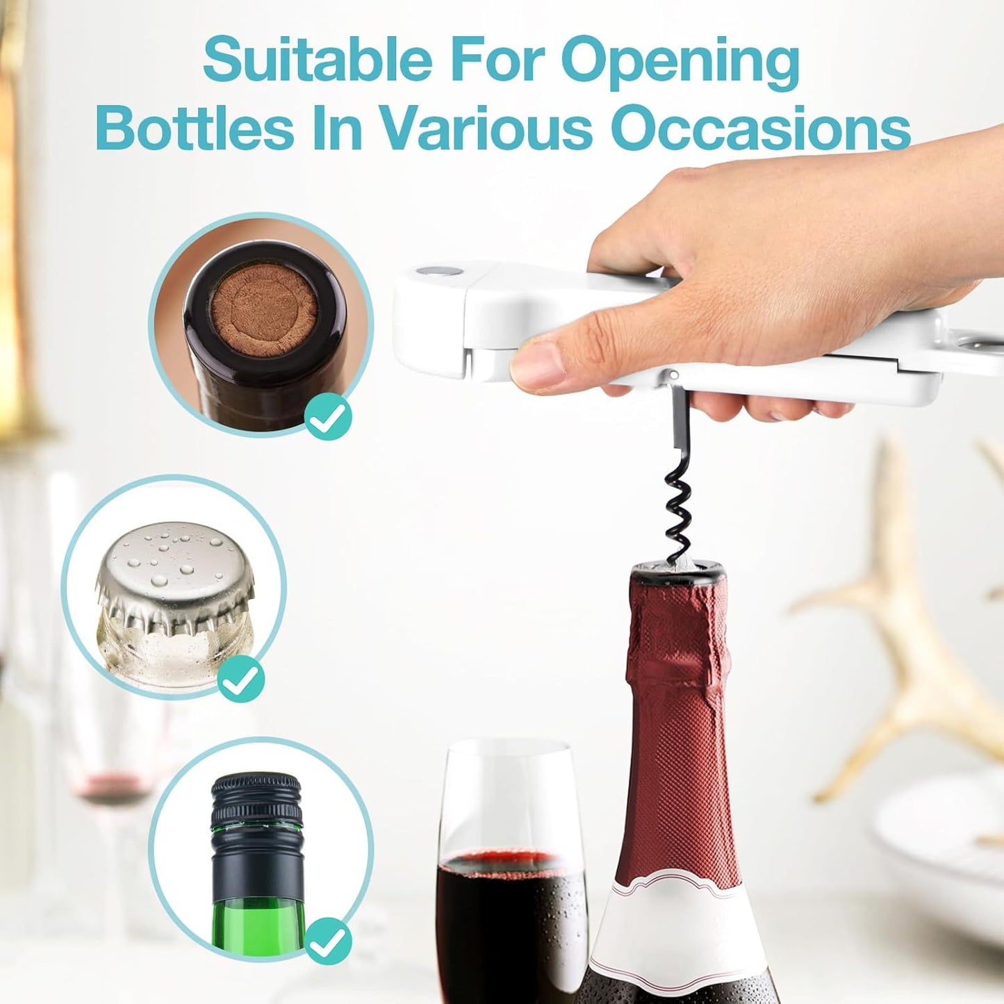 Skiennix 7-in-1 Jar Opener for Seniors - Magnetic Adjustable & Easy-Grip Kitchen Gadget (Off-White)