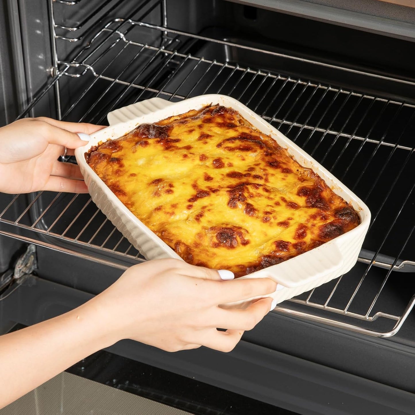 Sweejar Ceramic Baking Dish Set - Versatile Porcelain Casserole Dishes with Handle for Lasagna & Brownies | Turquoise