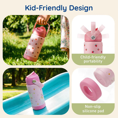 Mommore Kids Water Bottle - 12 Oz Insulated Stainless Steel, Leakproof & BPA-Free, Unicorn Design