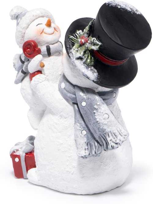Hodao Christmas Snowman Figurine - Joyful Red Scarf Decoration for Cozy Home Decor | Grey