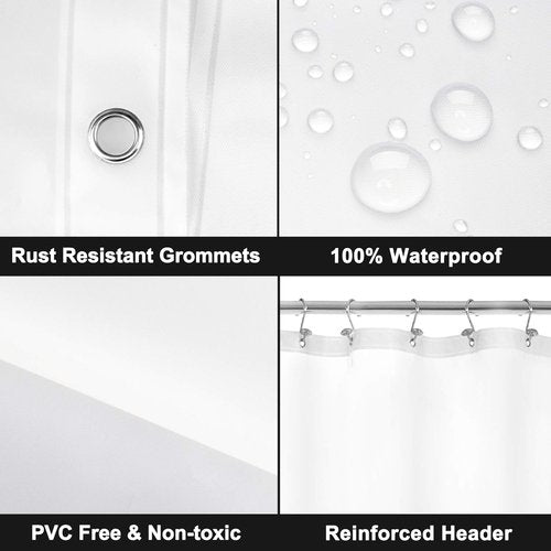Barossa Design Frosted Stall Shower Curtain Liner with 3 Magnets - 36" x 72", Waterproof PEVA Shower Liner for Small Bathroom Stall, PVC Free, Metal Grommets - Frost, 36X72