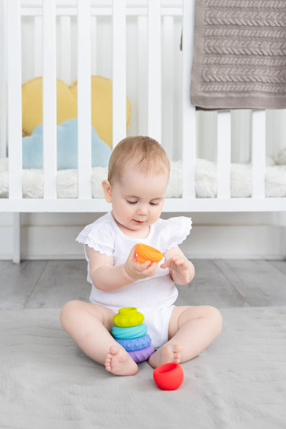 Ubbi Baby Teether Totter, Multi-Textured Food-Grade Silicone Teething Toy, 6 Piece Set, Early Development Toy
