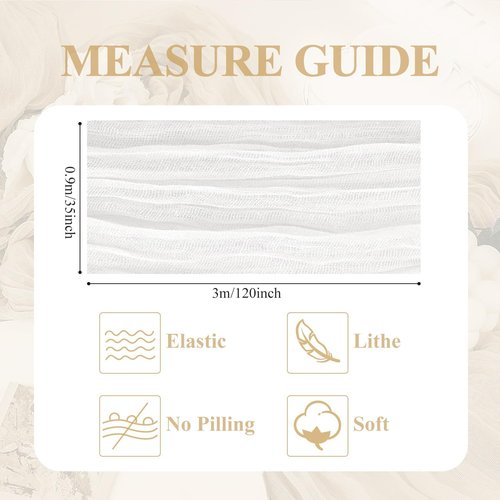 Asee'm Cheesecloth Table Runner - 120 Inches Long Ivory Boho Gauze for Weddings & Events