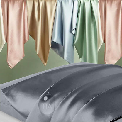 Mulberry Silk Pillowcases - Standard Size | Luxurious Silk for Hair & Skin, Space Grey with Zipper