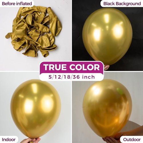 Bezente Metallic Gold Balloons - 150 Pack 5-Inch Chrome Gold Latex Balloons for Parties & Celebrations