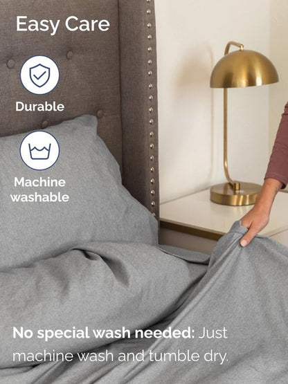 Extra Deep Split King Fitted Sheet - Hotel Luxury Single Fitted Sheet Only - Easily Fits 18 to 24 inch Mattress - Ultra Soft, Wrinkle Free w/Extra Deep Pockets - Breathable & Comfy - Heathered Grey