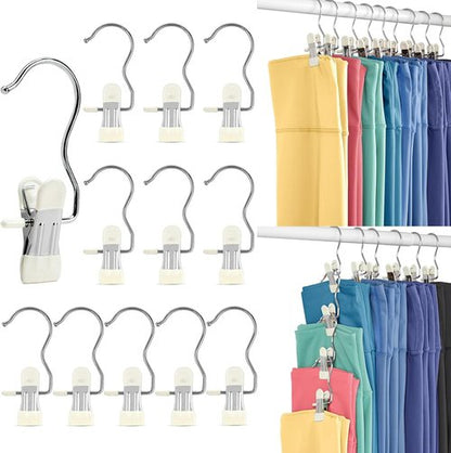 HOUSE DAY Legging & Yoga Pants Hangers - Space-Saving Clips for Closet Organization | 20 Pack in Ivory