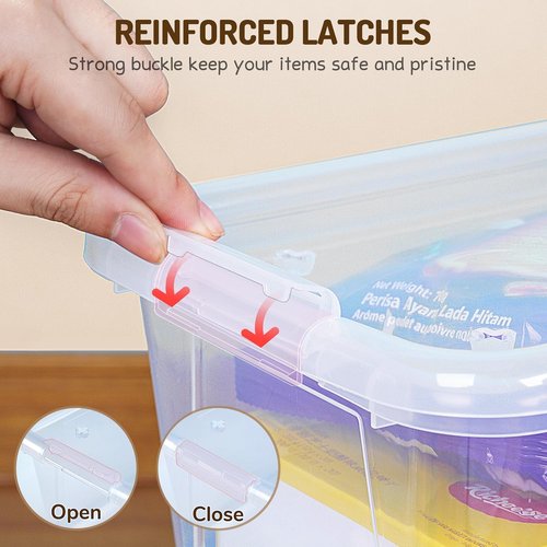 GAMENOTE 6 Quart Storage Bins - Clear Stackable Plastic Boxes with Lids for Toys & Crafts | 6 Pack