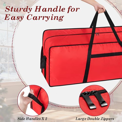 Heavy Duty Christmas Tree Storage Bag by [Brand Name] - Large Capacity with Reinforced Handles & Dual Zippers - Fits 3FT/4FT/4.5FT Artificial Trees, Red