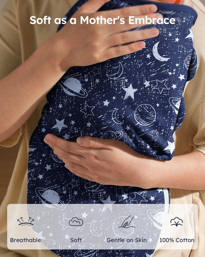 Unnivoll Baby Swaddles - 100% Cotton Newborn Sleep Sack with Zipper | 3-Pack for 0-3 Months - Blue Planet