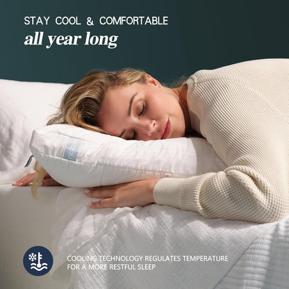 Skiennix Cooling Adjustable Pillows Set of 2 | Luxury Queen Size for Side Sleepers - Soft & Firm Comfort