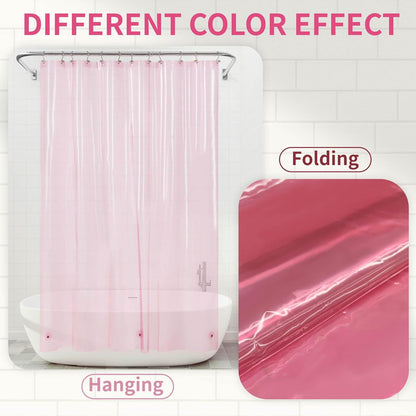 Barossa Design Shower Curtain Liner - Premium Clear Pink PEVA, Waterproof with 3 Magnets | Standard Size