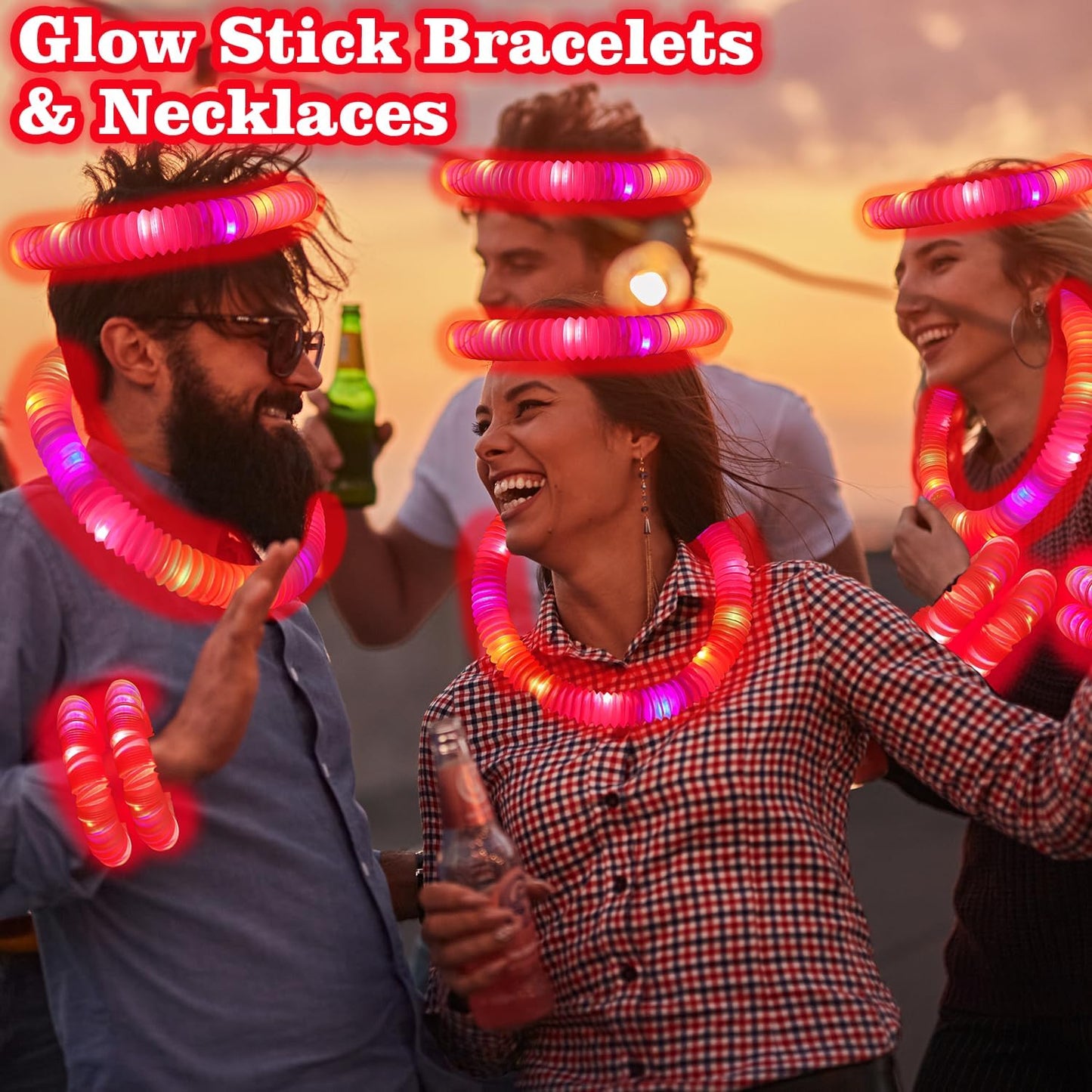 Regine Switzerland Glow Sticks - 12-24 PCS Red Graduation Light Up Bracelets & Necklaces | Perfect Party Favors for Kids