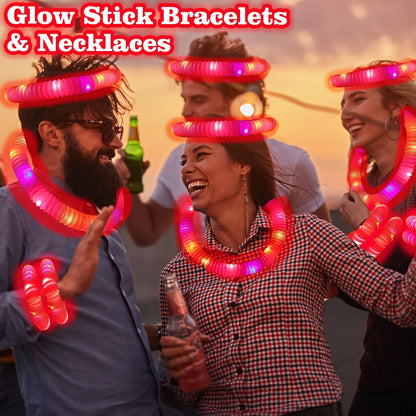 Regine Switzerland Glow Sticks - 12-24 PCS Red Graduation Light Up Bracelets & Necklaces | Perfect Party Favors for Kids