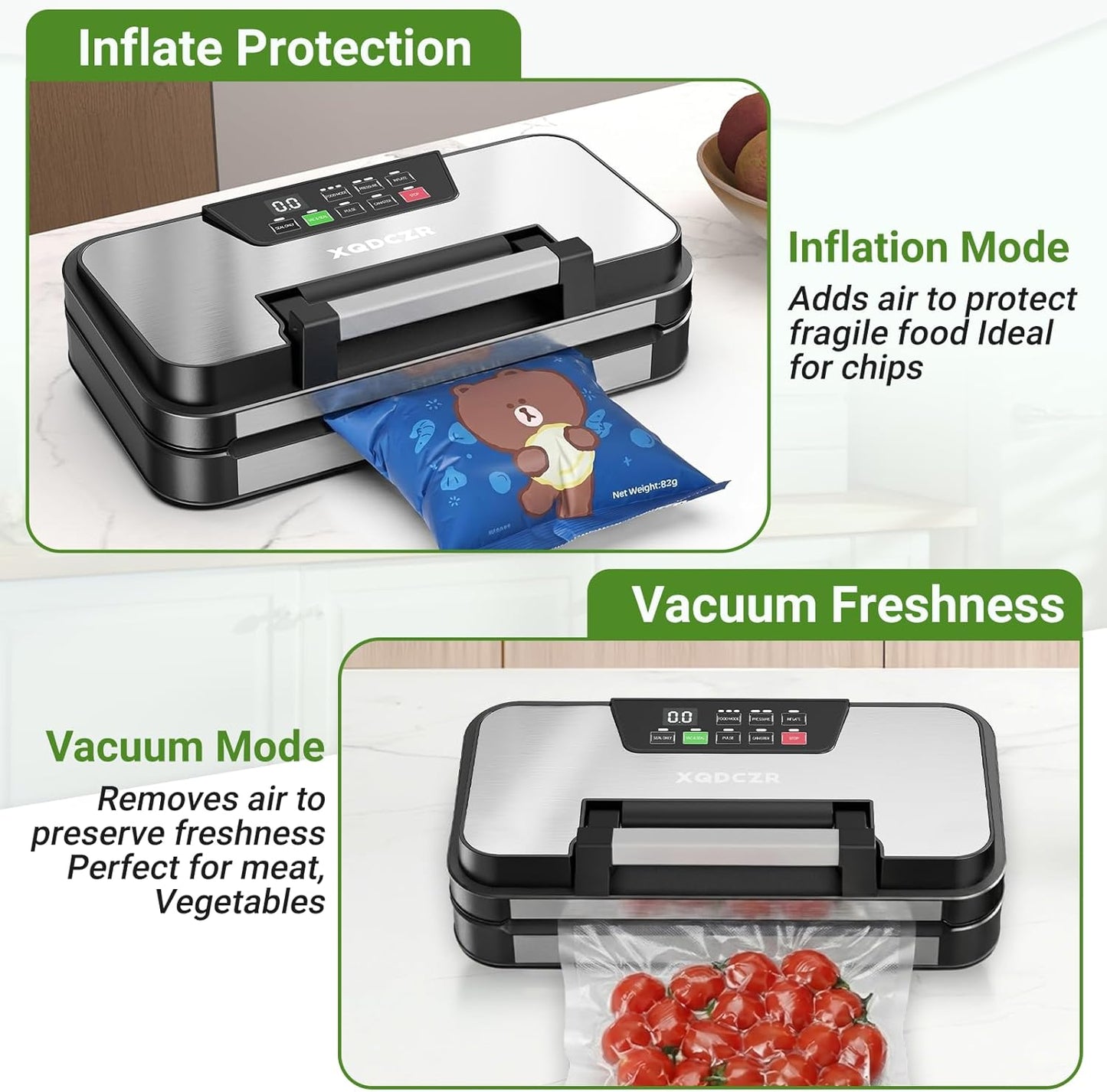 Vacuum Sealer Machine - 95kPa Powerful Double Pump System | 10-in-1 Food Sealing with Built-in Cutter & Storage