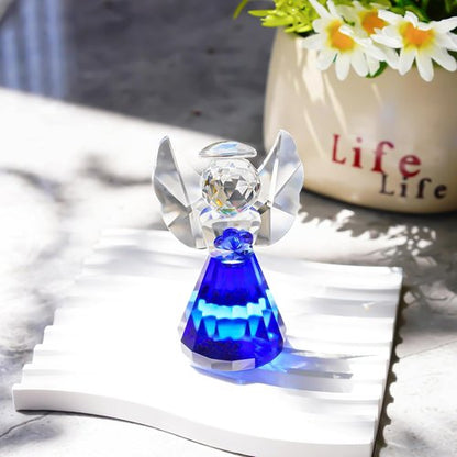 HDCRYSTALGIFTS Blue Crystal Guardian Angel Figurine - 3.5'' Glass Ornament for Home Decor & Gifts
