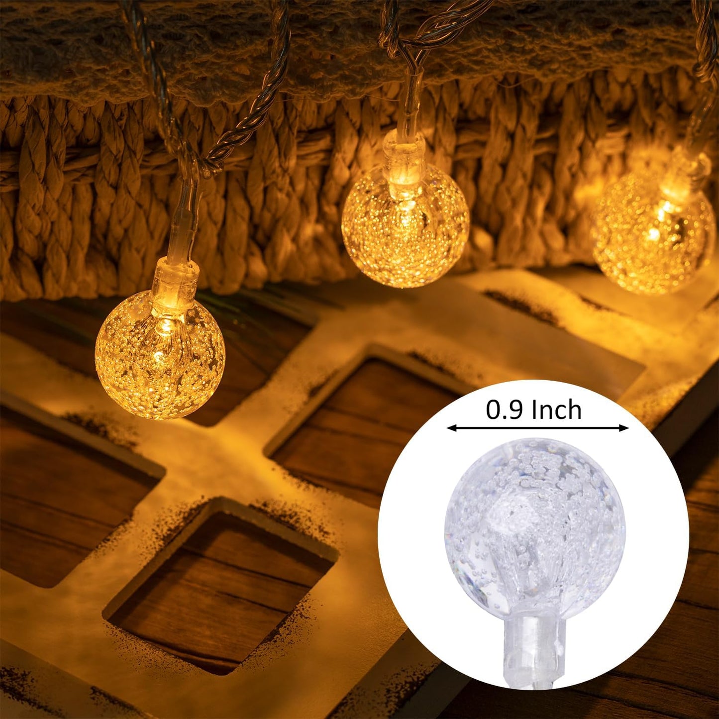 Ogrmar 100 LED Globe Ball String Lights - 49 Ft Crystal Bubble Lights with Remote & Timer for Indoor/Outdoor Decor