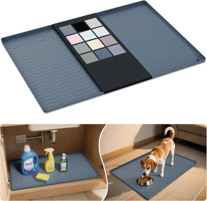 URMONA Waterproof Silicone Under Sink Mat - 31'' x 22'' Kitchen & Bathroom Protector | Dark Grey