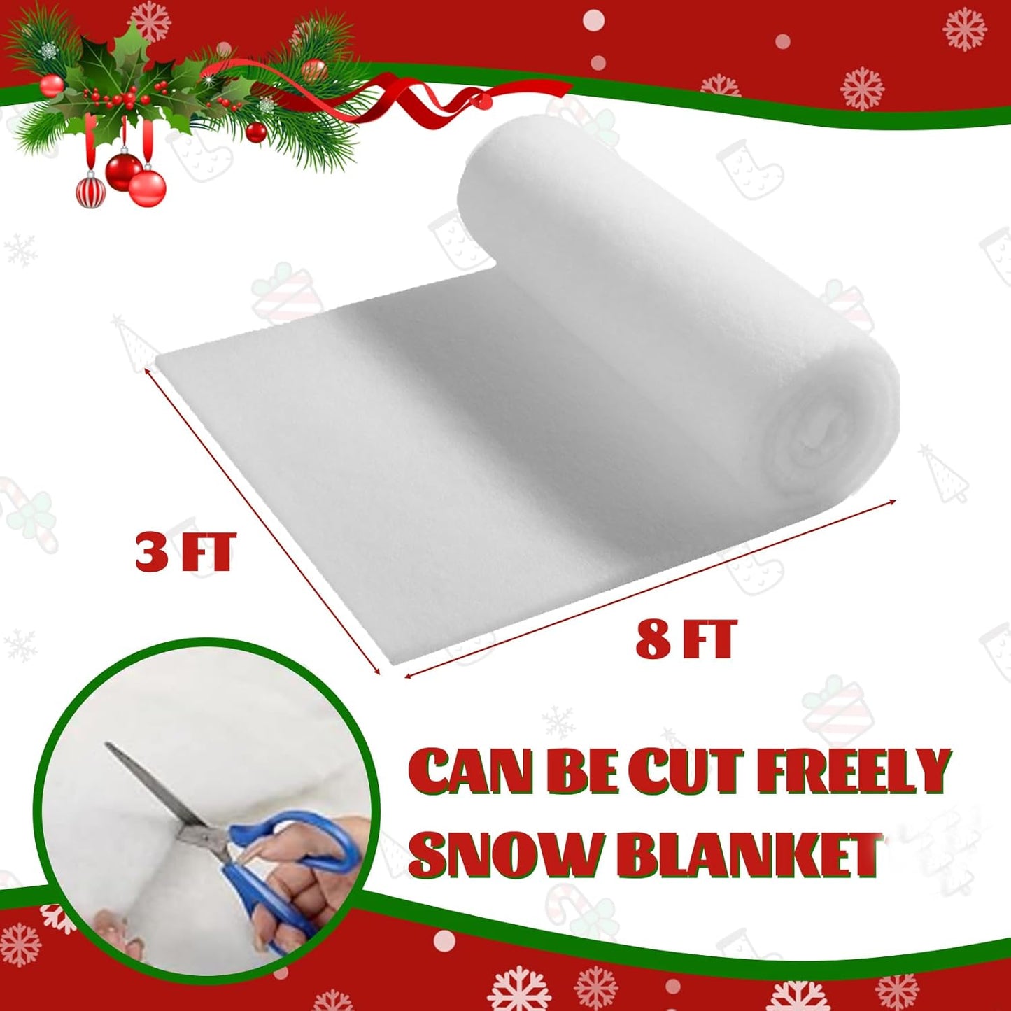 Regine Switzerland Snow Blanket - Thick Faux Snow Rug for Christmas Village Decor | 3ft x 8ft, White Plush