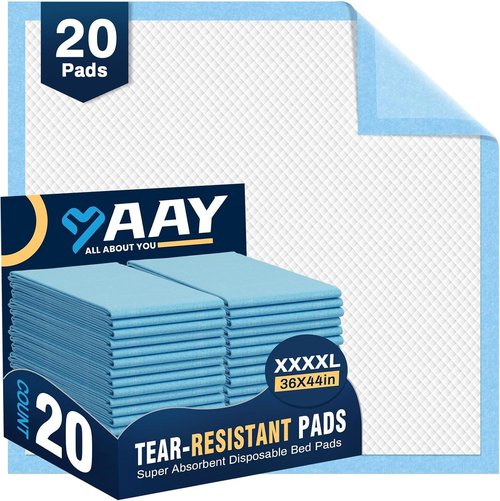 AAY Heavy Duty Disposable Bed Pads - Extra Large 36"X44" Super Absorbent Waterproof Underpads (20pcs)