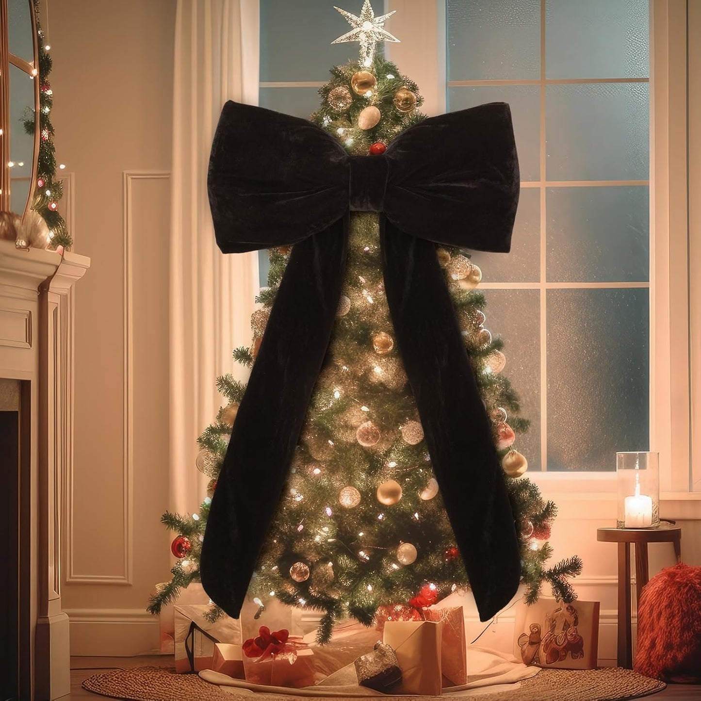 Suncalla Large Black Velvet Bow - 42 x 27 Inch Wedding & Party Decoration | Elegant Backdrop Decor