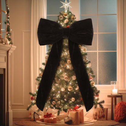 Suncalla Large Black Velvet Bow - 42 x 27 Inch Wedding & Party Decoration | Elegant Backdrop Decor