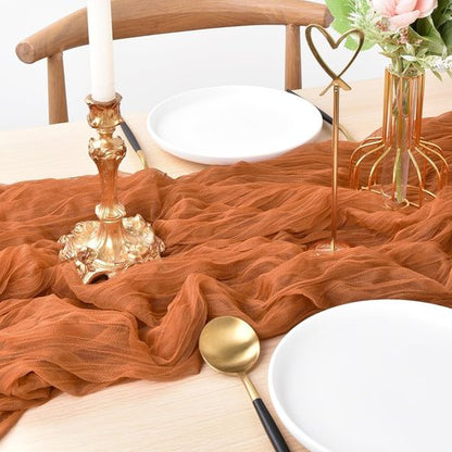 Joanlody Terracotta Cheesecloth Table Runner - 10Ft Rustic Boho Decor for Spring & Easter Events