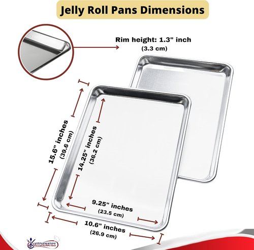 Kitchenatics Baking Sheet Pans - Commercial Quality Nonstick Aluminum for Roasting & Baking | Set of 2, 10.6 x 15.6 IN